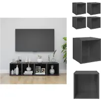 vidaXL Armoires TV 4 pcs. Gris brillant 37x35x37 cm Matériau dérivé du bois - Meubles TV