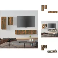 vidaXL Ensemble de meubles TV 4 pièces chêne fumé bois composite - Meubles TV