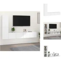 vidaXL Ensemble de meubles TV 4 pièces Blanc Matériau dérivé du bois - Meubles TV