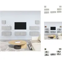 vidaXL Ensemble d'armoires TV 7 pièces gris béton Matériau dérivé du bois - Meubles TV