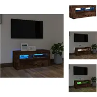 vidaXL Armoire TV avec lampes LED chêne fumé 90x35x40 cm - Meuble TV