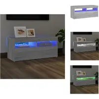 vidaXL Armoire TV avec lampes LED Gris Sonoma 90x35x40 cm - Meuble TV