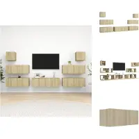 vidaXL Ensemble de 7 meubles TV Chêne Sonoma Matériau dérivé du bois - Meuble TV