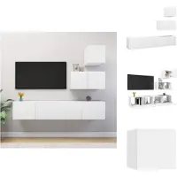 vidaXL Ensemble de meubles TV 4 pièces Blanc Matériau dérivé du bois - Meubles TV