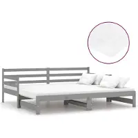 vidaXL Lit de jour extensible 2x(90x200) cm Gris Pin massif