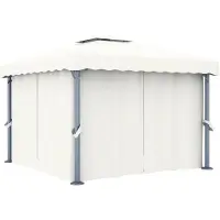 vidaXL Pavillon avec rideau 3x3 m blanc crème aluminium