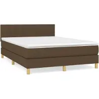 vidaXL Lit boxspring avec matelas brun foncé 140x190 cm Tissu