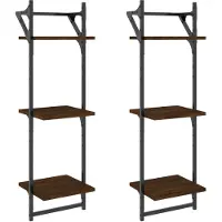 vidaXL Étagères murales à 3 niveaux avec barres 2 pcs chêne marron