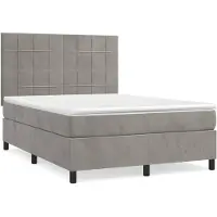 vidaXL Lit boxspring avec matelas gris clair 140x190 cm velours