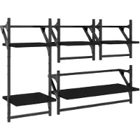 vidaXL Ensemble d'étagères murales barres 4 pcs noir bois d'ingénierie