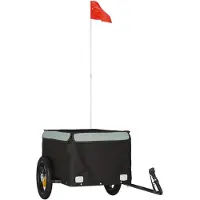 vidaXL Remorque vélo noir et gris 30 kg de fer