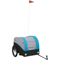 vidaXL Remorque vélo noir et bleu 45 kg Fer