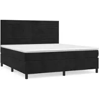 vidaXL Lit boxspring avec matelas noir 160x200 cm velours