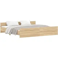 vidaXL Cadre de lit avec tête et pied de lit Chêne Sonoma 200x200 cm