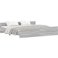vidaXL Cadre de lit avec tête et pied de lit gris Sonoma 200x200 cm