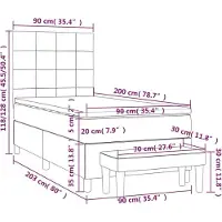 vidaXL Lit boxspring avec matelas Crème 90x200 cm Tissu