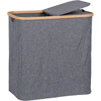 House Nordic Panier à linge en bambou gris foncé - 54x33x54 cm