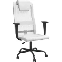 vidaXL Chaise de bureau , réglable en hauteur, blanche, en tissu maillé et similicuir
