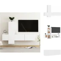 vidaXL Ensemble de meubles TV 3 pièces Blanc Matériau dérivé du bois - Meubles TV