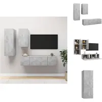 vidaXL Ensemble de meubles TV 4 pièces gris béton Matériau dérivé du bois - Meubles TV