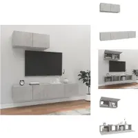 vidaXL Ensemble de meubles TV 3 pièces gris béton Matériau dérivé du bois - Meubles TV