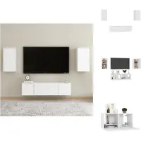 vidaXL Ensemble de meubles TV 4 pièces Blanc Matériau dérivé du bois - Meubles TV