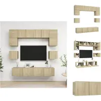 vidaXL Ensemble de 8 meubles TV Chêne Sonoma Matériau dérivé du bois - Meubles TV