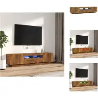 vidaXL Ensemble de 2 meubles TV Lampes LED Chêne fumé Matériau dérivé du bois - Meubles TV