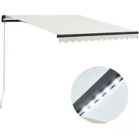 vidaXL Store manuel rétractable avec LED 300x250 cm Crème