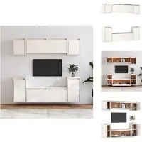 vidaXL Armoires TV 6 pcs. Blanc Pin massif - Meubles TV