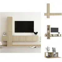 vidaXL Ensemble de 5 meubles TV Chêne Sonoma Matériau dérivé du bois - Meuble TV