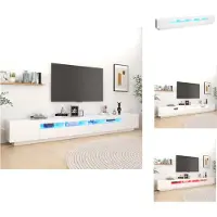 vidaXL Armoire TV avec lampes LED Blanc 300x35x40 cm - Meuble TV