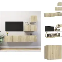 vidaXL Ensemble de 4 meubles TV Chêne Sonoma Matériau dérivé du bois - Meuble TV