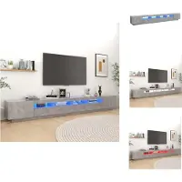 vidaXL Armoire TV avec lampes LED gris béton 300x35x40 cm - Meuble TV