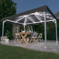 The Living Store Pavillon avec guirlande lumineuse LED 400x300 cm Anthracite Aluminium
