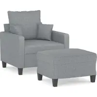 vidaXL Fauteuil avec pouf gris clair 60 cm Tissu
