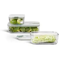 Mepal Set de boîtes de conservation EASY CLIP verre carré 2,25 + 2 x 1,0 litres nordic sage, Boîte de conservation, Vert