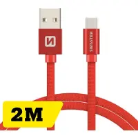 Swissten Câble de données textile USB / USB-C 2.0 M (2 m, USB 2.0)