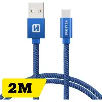 Swissten Câble de données textile USB / USB-C 2.0 M (2 m, USB 2.0)