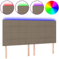 vidaXL Tête de lit LED Taupe 200x5x118/128 cm Tissu