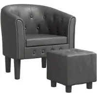vidaXL Chaise cabriolet avec repose-pied gris similicuir