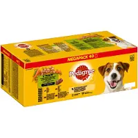 Pedigree Adult - Mix de viandes en sauce avec légumes avec poulet, bœuf, dinde, agneau - 80x100g