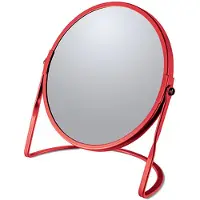 Spirella miroir de maquillage miroir cosmétique salle de bain "Akira" grossissement 5x - rouge mat
