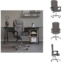vidaXL Chaise de bureau avec fonction chaise longue Gris similicuir - Chaises de bureau