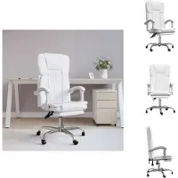 vidaXL Chaise de bureau avec fonction chaise longue Blanc similicuir - Chaises de bureau
