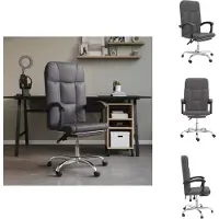 vidaXL Chaise de bureau avec fonction chaise longue Gris similicuir - Chaises de bureau