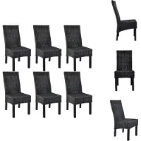 vidaXL Chaise de salle à manger 6 pcs noir Kubu rotin et bois de manguier - Chaise de salle à manger