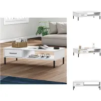 vidaXL Table basse OSLO avec pieds métalliques Blanc Pin massif - Tables basses