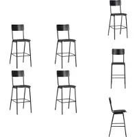 vidaXL Tabouret de bar 4 pcs noir contreplaqué massif acier - Tabouret de bar
