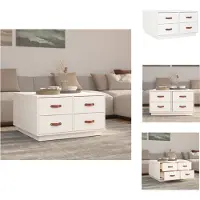 vidaXL Table basse blanche 80x80x45 cm pin massif - Tables basses